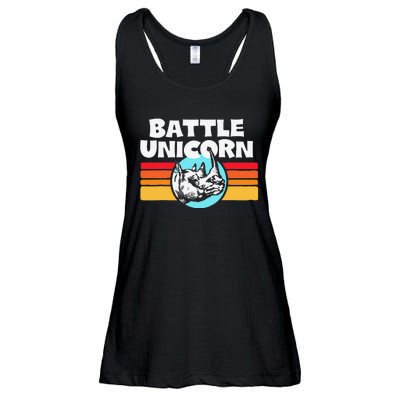 Battle Unicorn! Funny Retro 80s Rainbow Rhino Rhinoceros Ladies Essential Flowy Tank