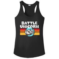 Battle Unicorn! Funny Retro 80s Rainbow Rhino Rhinoceros Ladies PosiCharge Competitor Racerback Tank