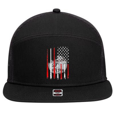 Baseball USA Flag American Flag Vintage 7 Panel Mesh Trucker Snapback Hat