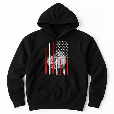Baseball USA Flag American Flag Vintage Hoodie