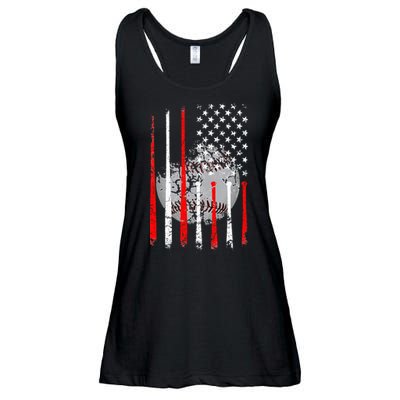 Baseball USA Flag American Flag Vintage Ladies Essential Flowy Tank