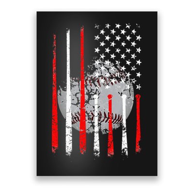 Baseball USA Flag American Flag Vintage Poster