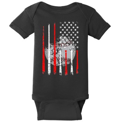 Baseball USA Flag American Flag Vintage Baby Bodysuit