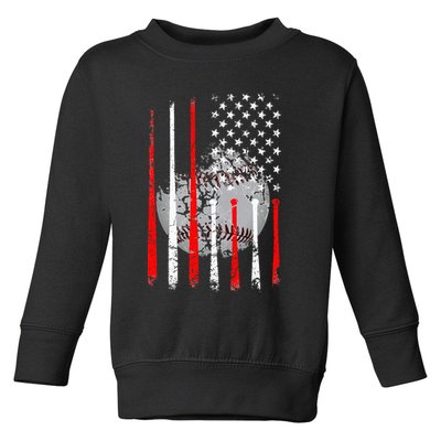 Baseball USA Flag American Flag Vintage Toddler Sweatshirt