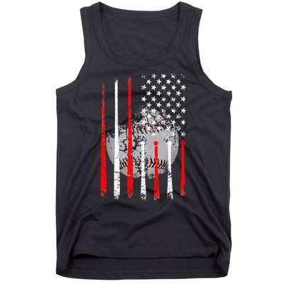 Baseball USA Flag American Flag Vintage Tank Top