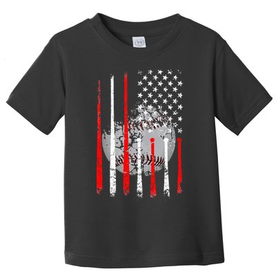 Baseball USA Flag American Flag Vintage Toddler T-Shirt