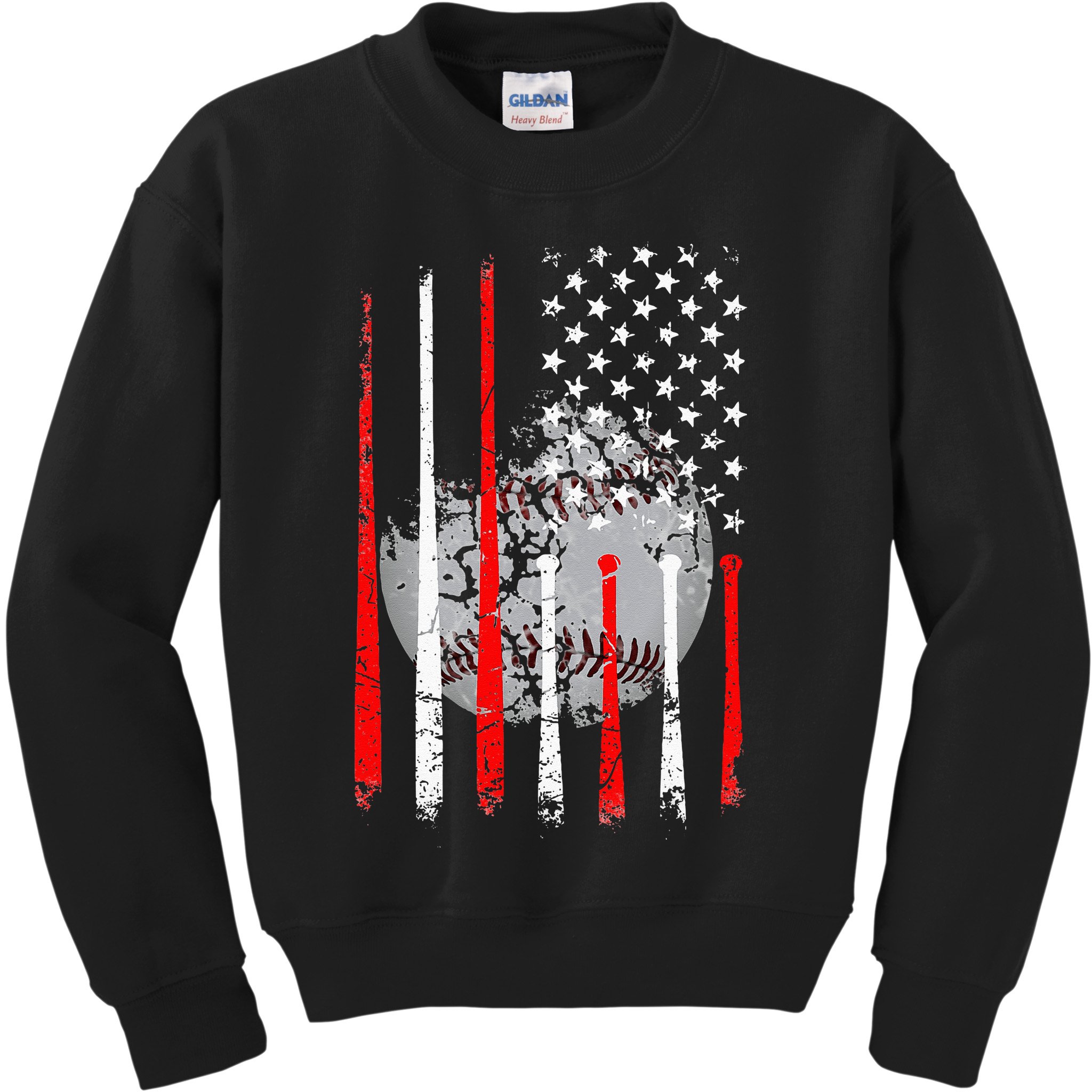 Baseball USA Flag American Flag Vintage Kids Sweatshirt