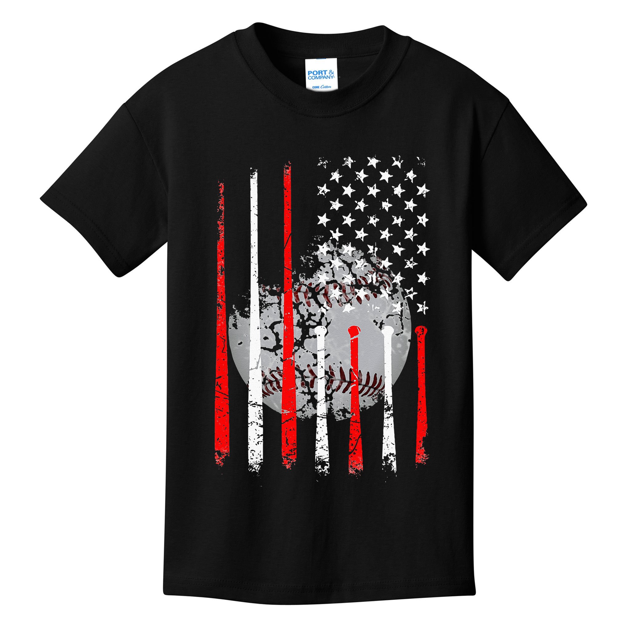Baseball USA Flag American Flag Vintage Kids T-Shirt