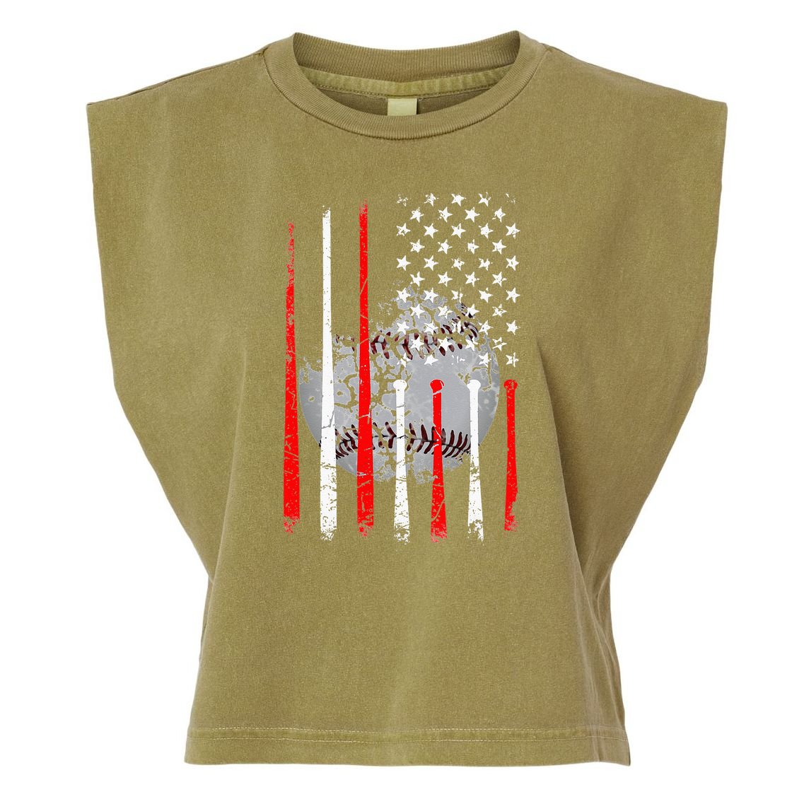 Baseball USA Flag American Flag Vintage Garment-Dyed Women's Muscle Tee