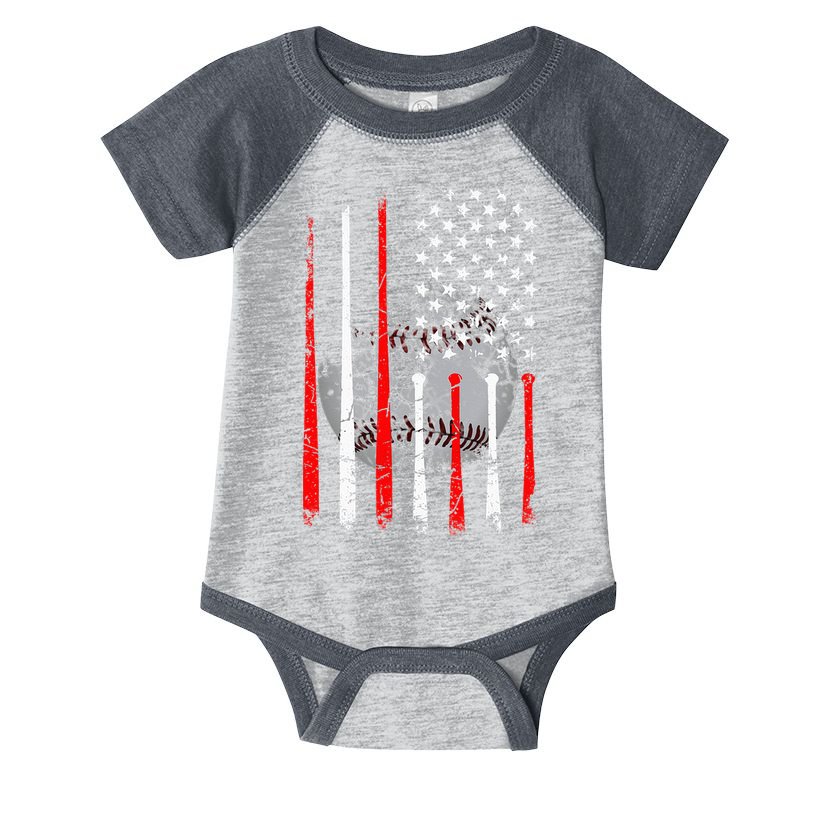 Baseball USA Flag American Flag Vintage Infant Baby Jersey Bodysuit
