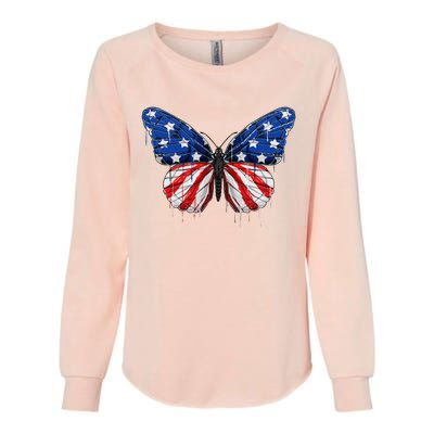 Butterfly USA Flag 4th of July For  US Womens California Wash Sweatshirt