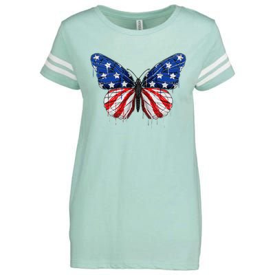 Butterfly USA Flag 4th of July For  US Enza Ladies Jersey Football T-Shirt