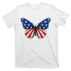 Butterfly USA Flag 4th of July For  US T-Shirt