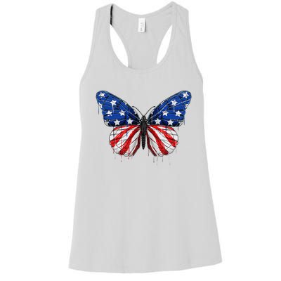 Butterfly USA Flag 4th of July For  US Women's Racerback Tank