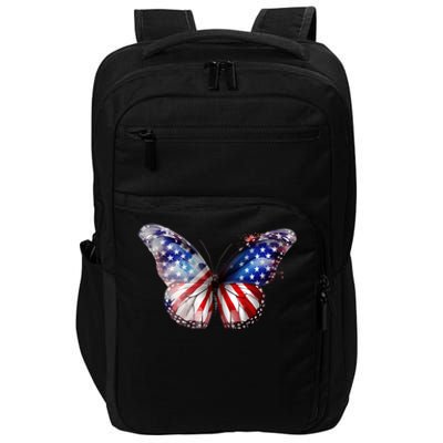 Butterfly Usa Flag 4th Of July Gift Impact Tech Backpack