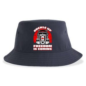 Buckle Up Freedom Is Coming Candian Truckers Sustainable Bucket Hat