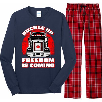 Buckle Up Freedom Is Coming Candian Truckers Long Sleeve Pajama Set