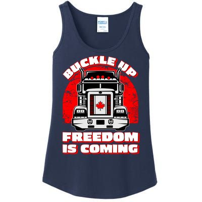 Buckle Up Freedom Is Coming Candian Truckers Ladies Essential Tank