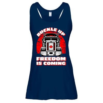 Buckle Up Freedom Is Coming Candian Truckers Ladies Essential Flowy Tank