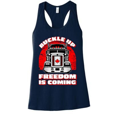 Buckle Up Freedom Is Coming Candian Truckers Womens Tank Top
