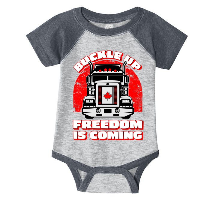 Buckle Up Freedom Is Coming Candian Truckers Infant Baby Jersey Bodysuit