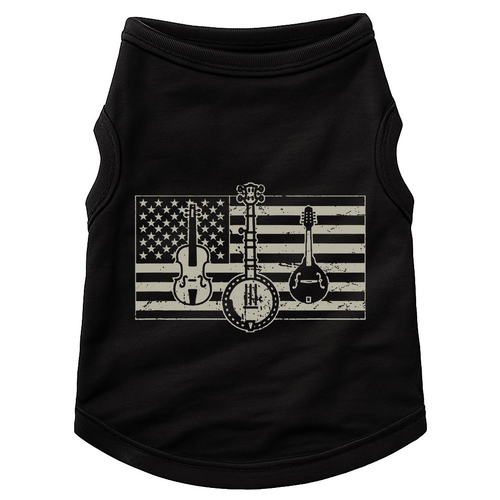 Bluegrass Usa Flag Guitar Banjo Mandolin Doggie Tank