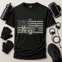 Bluegrass Usa Flag Guitar Banjo Mandolin Cooling Performance Crew T-Shirt