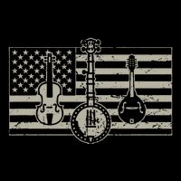 Bluegrass Usa Flag Guitar Banjo Mandolin Tall T-Shirt