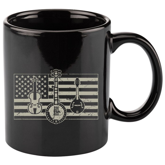 Bluegrass Usa Flag Guitar Banjo Mandolin 11oz C Handle Ceramic Mug