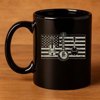 Bluegrass Usa Flag Guitar Banjo Mandolin 11oz C Handle Ceramic Mug