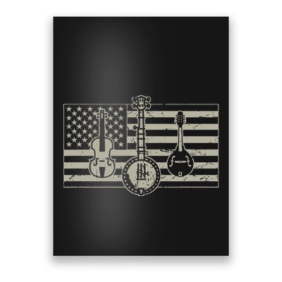 Bluegrass Usa Flag Guitar Banjo Mandolin Poster