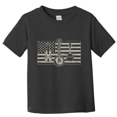 Bluegrass Usa Flag Guitar Banjo Mandolin Toddler T-Shirt