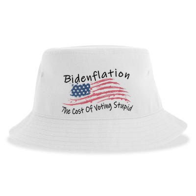 Bidenflation USA Flag The Cost Of Voting Stupid Anti Biden Sustainable Bucket Hat