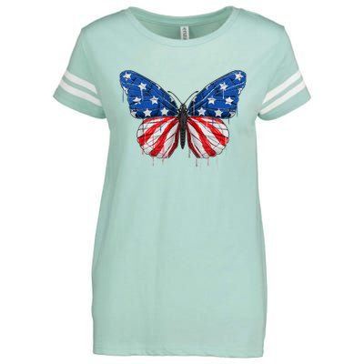 Butterfly USA Flag 4th of July For Wo Girl US Enza Ladies Jersey Football T-Shirt