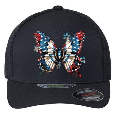 Butterfly Us Flag Flexfit Unipanel Trucker Cap