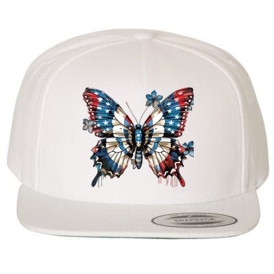 Butterfly Us Flag Wool Snapback Cap