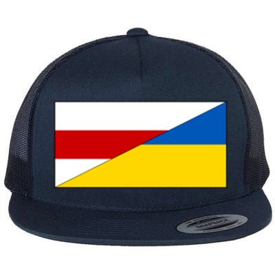 Belarus Ukraine Flag Belarusian Ukrainian Pride Nationality Gift Flat Bill Trucker Hat