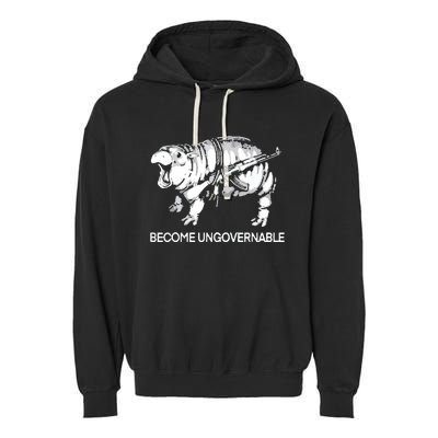 Become Ungovernable Funny Moodeng Garment-Dyed Fleece Hoodie