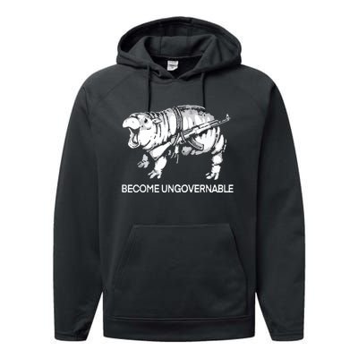 Become Ungovernable Funny Moodeng Performance Fleece Hoodie