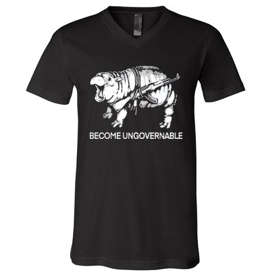 Become Ungovernable Funny Moodeng V-Neck T-Shirt