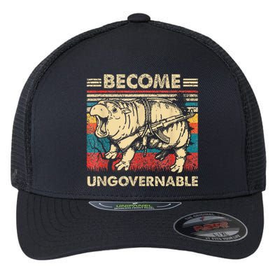 Become Ungovernable Funny Moodeng Flexfit Unipanel Trucker Cap