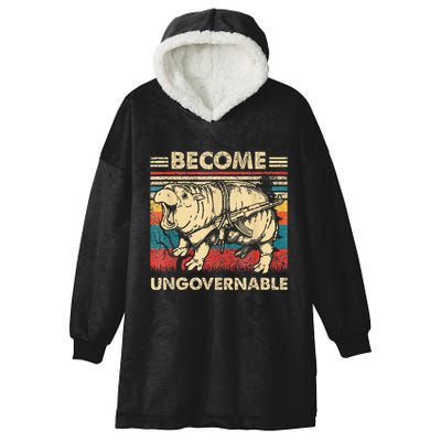 Become Ungovernable Funny Moodeng Hooded Wearable Blanket