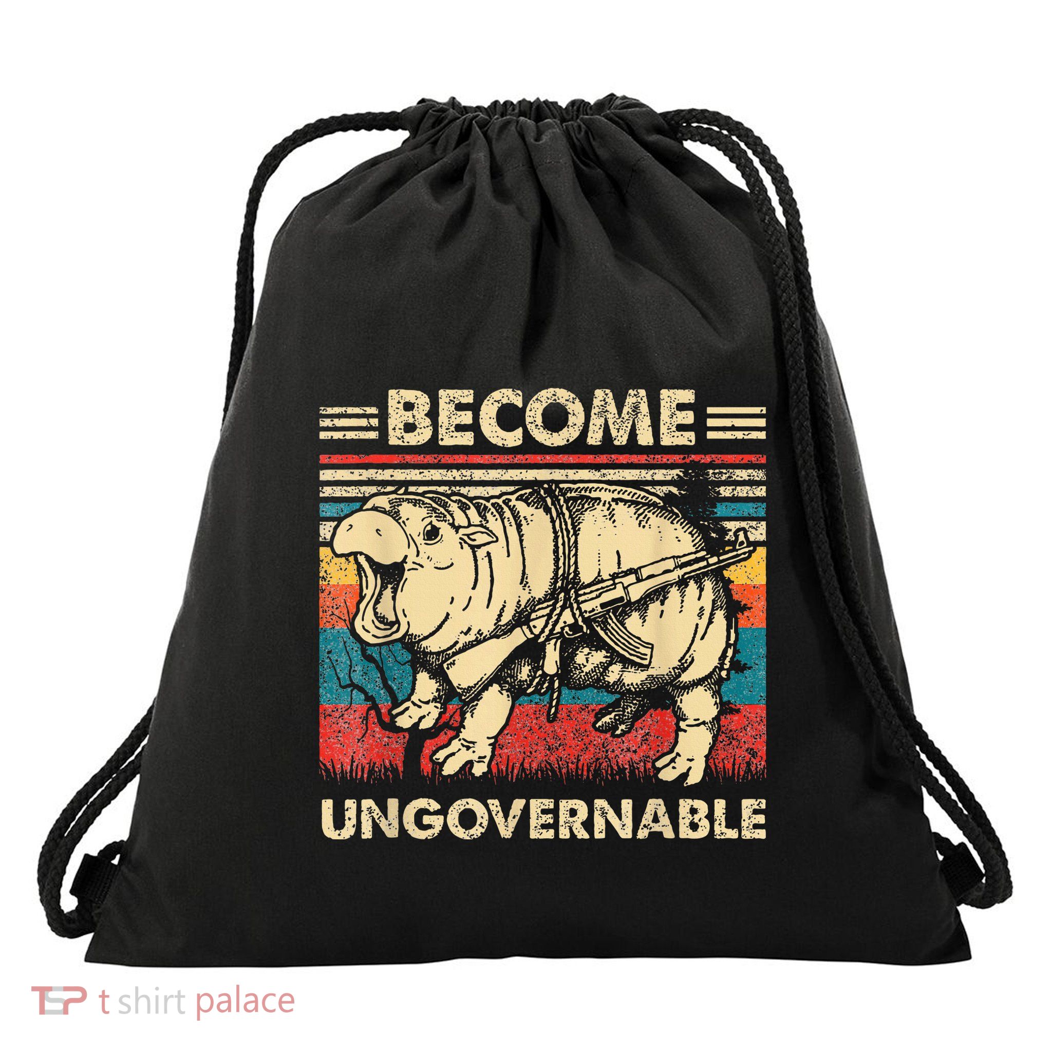 Become Ungovernable Funny Moodeng Drawstring Bag