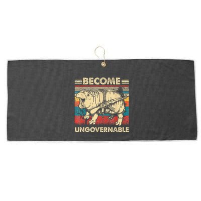 Become Ungovernable Funny Moodeng Large Microfiber Waffle Golf Towel