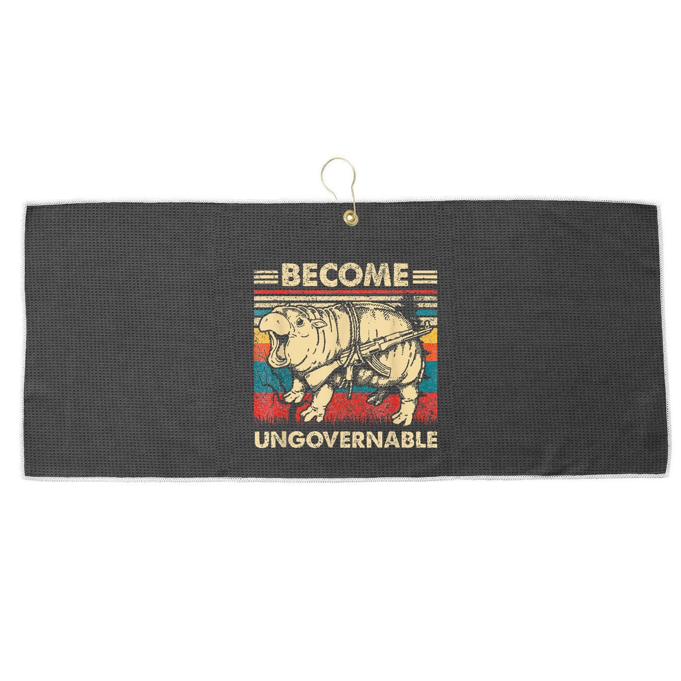 Become Ungovernable Funny Moodeng Large Microfiber Waffle Golf Towel