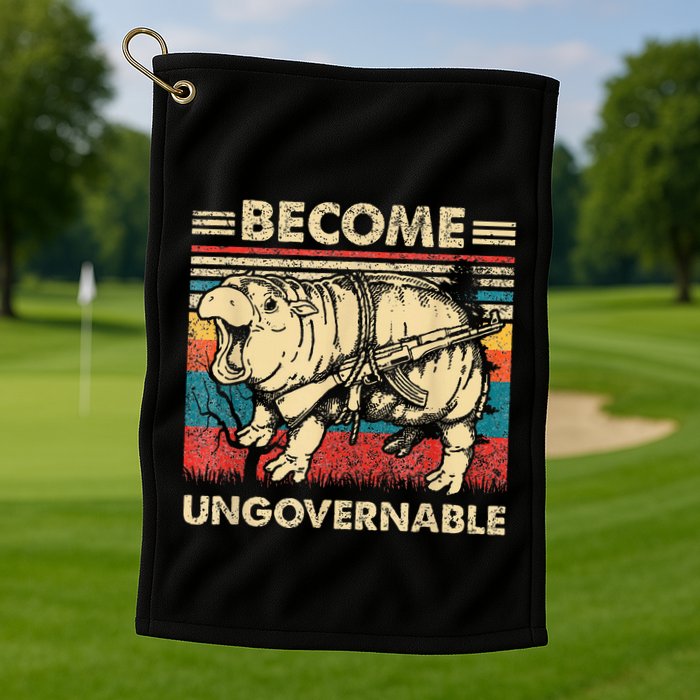 Become Ungovernable Funny Moodeng Golf Towel