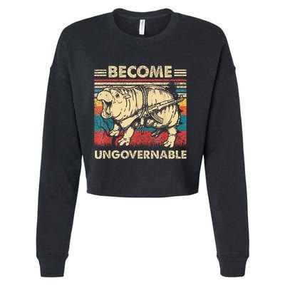 Become Ungovernable Funny Moodeng Cropped Pullover Crew