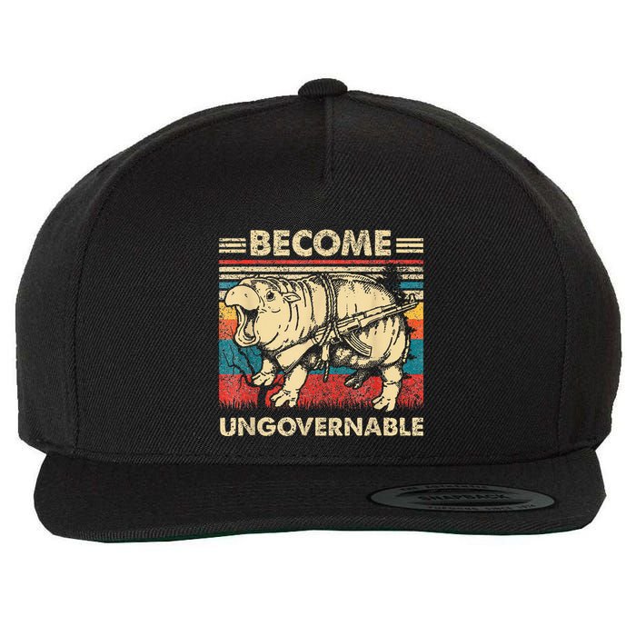 Become Ungovernable Funny Moodeng Wool Snapback Cap