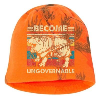 Become Ungovernable Funny Moodeng Kati - Camo Knit Beanie