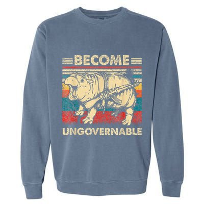 Become Ungovernable Funny Moodeng Garment-Dyed Sweatshirt